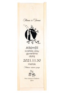 Graviruota vyno dėžė "Vestuvėms"